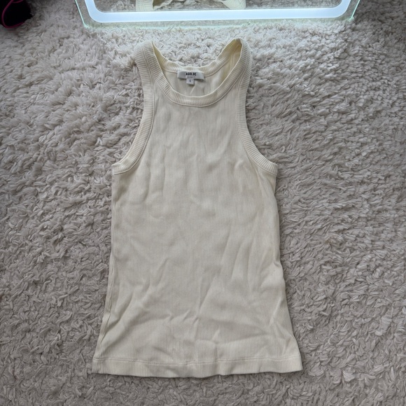 Agolde Ivory Ribbed Tank Top - Picture 2 of 6